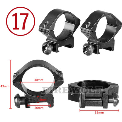 FIRE WOLF 11mm/20mm Riflescope mounting gun Picatinny Slide ring dovetail rail 30mm/25.4mm/35mm  hunting Airsoft accessories