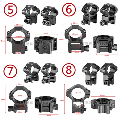 FIRE WOLF 11mm/20mm Riflescope mounting gun Picatinny Slide ring dovetail rail 30mm/25.4mm/35mm  hunting Airsoft accessories
