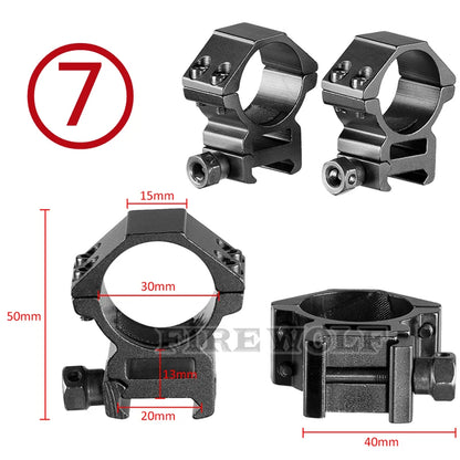 FIRE WOLF 11mm/20mm Riflescope mounting gun Picatinny Slide ring dovetail rail 30mm/25.4mm/35mm  hunting Airsoft accessories