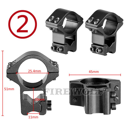 FIRE WOLF 11mm/20mm Riflescope mounting gun Picatinny Slide ring dovetail rail 30mm/25.4mm/35mm  hunting Airsoft accessories