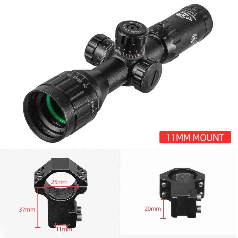 FIRE WOLF 3-9X32 Hunting Tactical Optical Rifle Scope with Red Green Illuminated Cross Scope Range air gun Pocket mirror sight