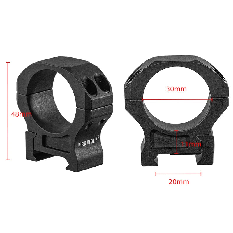 FIRE WOLF 7075 Aluminum Alloy 30mm High/lLow Profile Riflescope Rifle Scope Picatinny Weaver Mount Ring Bracket 21mm Mount