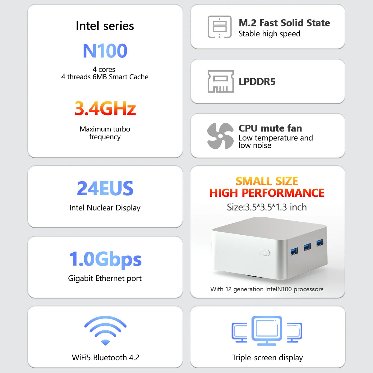 PCFIREBAT T8 PLUS Mini PC Gamer Intel N100 N5095 CPU Windows 11 Mini PC Gam