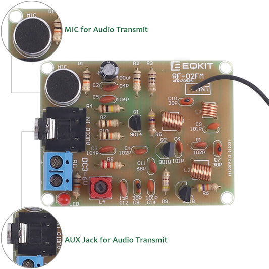 FM Radio Transmitter DIY Kit With Microphone Adjustable 88-108MHz Wireless Transmitter DC 3V DIY Soldering Practice