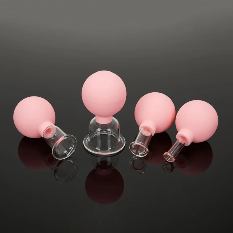 Face Massager Vacuum Cupping Cups Rubber Head Glass Cup Face Skin Care Anti Wrinkle Face Cupping  Beauty Face Care Tool