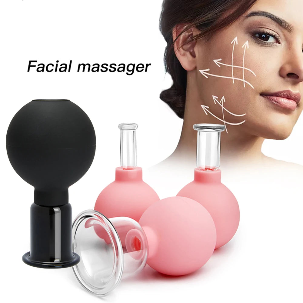 Face Massager Vacuum Cupping Cups Rubber Head Glass Cup Face Skin Care Anti Wrinkle Face Cupping  Beauty Face Care Tool