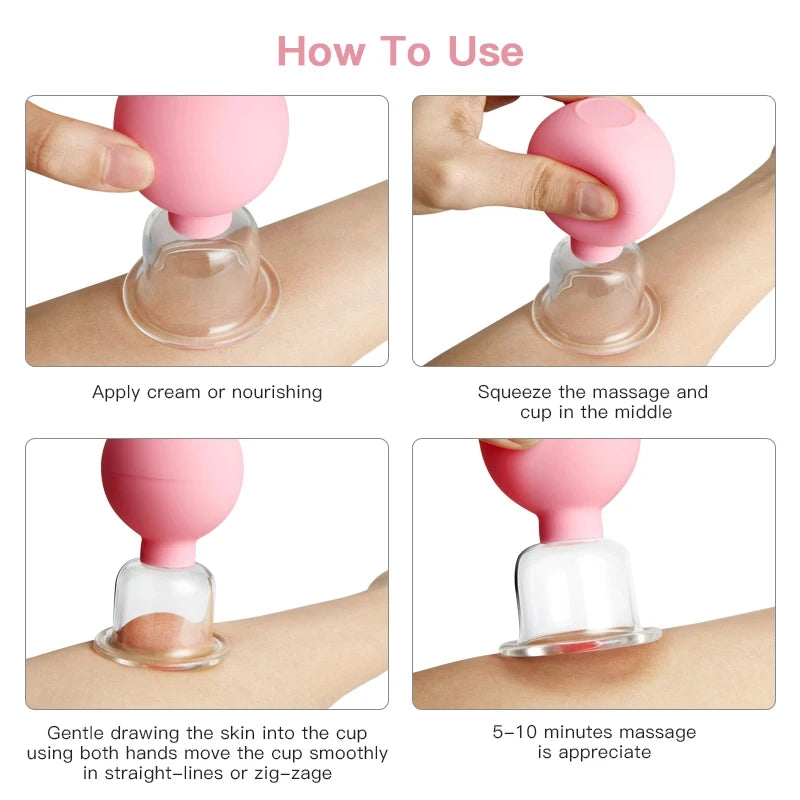 Face Massager Vacuum Cupping Cups Rubber Head Glass Cup Face Skin Care Anti Wrinkle Face Cupping  Beauty Face Care Tool