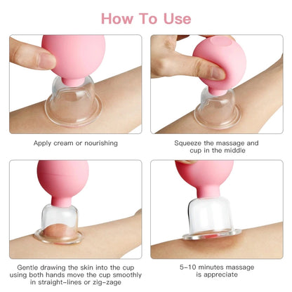 Face Massager Vacuum Cupping Cups Rubber Head Glass Cup Face Skin Care Anti Wrinkle Face Cupping  Beauty Face Care Tool