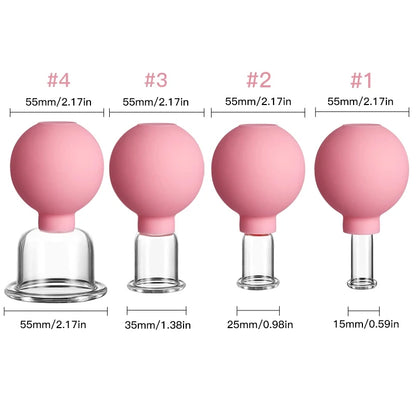 Face Massager Vacuum Cupping Cups Rubber Head Glass Cup Face Skin Care Anti Wrinkle Face Cupping  Beauty Face Care Tool