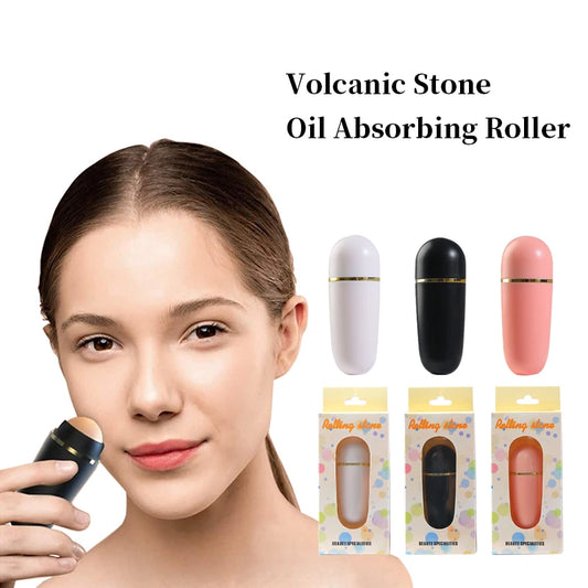 Face Oil Absorbent Volcanic Roller Stone Facial Oil Removing Absorbing Rolling Matte Portable Face Skin Care Tool Custom Logo