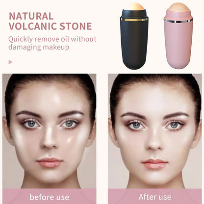 Face Oil Absorbent Volcanic Roller Stone Facial Oil Removing Absorbing Rolling Matte Portable Face Skin Care Tool Custom Logo