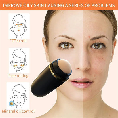 Face Oil Absorbing Roller Skin Care Tool Volcanic Stone Oil Absorber Washable Facial Oil Removing Care Skin Makeup Tools