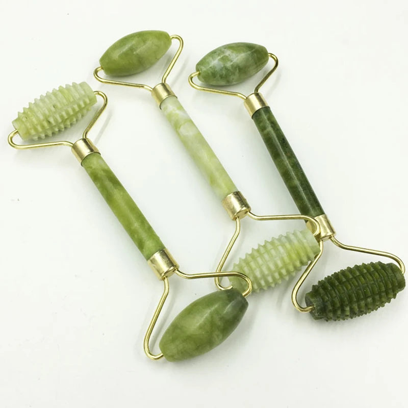 Facial Massage Roller Plate Double/Single Heads Jade Stone Massager Eye Face Neck Thin Lift Relax Slimming Tools