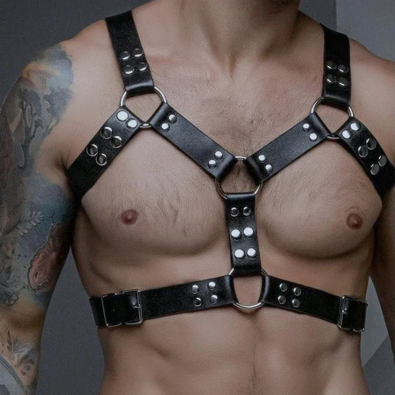 Gtooza_Fetish Leather Chest Men Adjustable Sexual Body Bondage Cage Harness Belts Rave Gay Clothing  Adult Sex gtooza.com