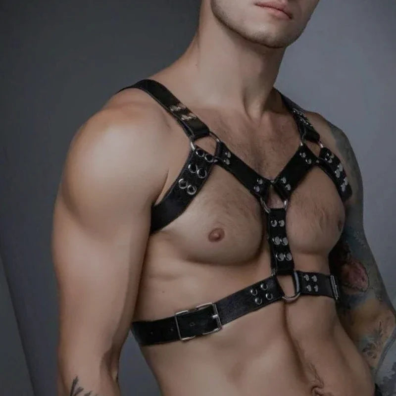 Gtooza_Fetish Leather Chest Men Adjustable Sexual Body Bondage Cage Harness Belts Rave Gay Clothing  Adult Sex gtooza.com