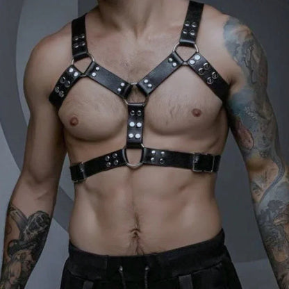 Gtooza_Fetish Leather Chest Men Adjustable Sexual Body Bondage Cage Harness Belts Rave Gay Clothing  Adult Sex gtooza.com