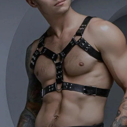 Gtooza_Fetish Leather Chest Men Adjustable Sexual Body Bondage Cage Harness Belts Rave Gay Clothing  Adult Sex gtooza.com