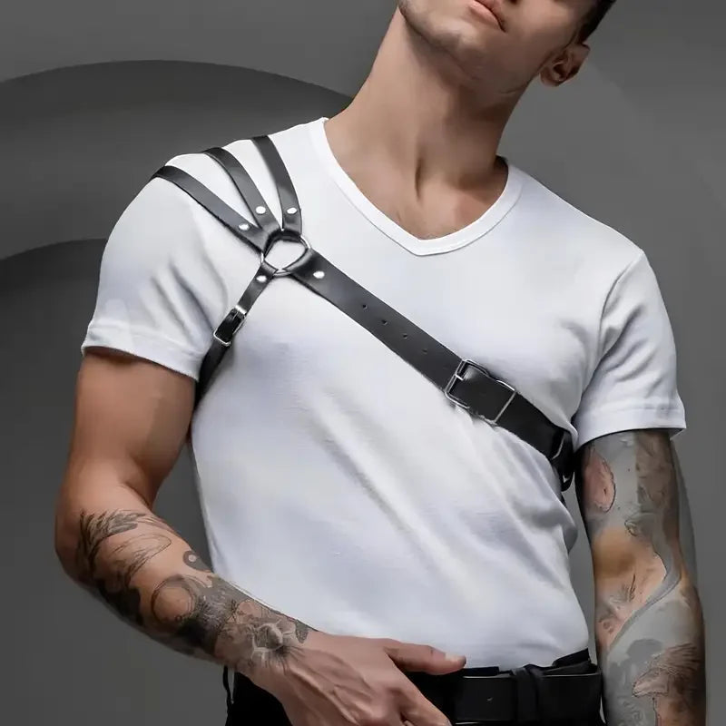 Gtooza_Fetish Leather Chest Men Adjustable Sexual Body Bondage Cage Harness Belts Rave Gay Clothing  Adult Sex gtooza.com