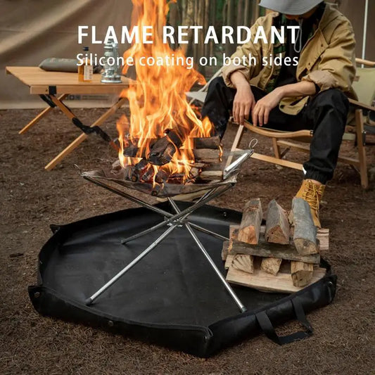 PC Fire Pit Fireproof Mat Hexagonal Foldable Firewood Bag Ember Mat Heat Re