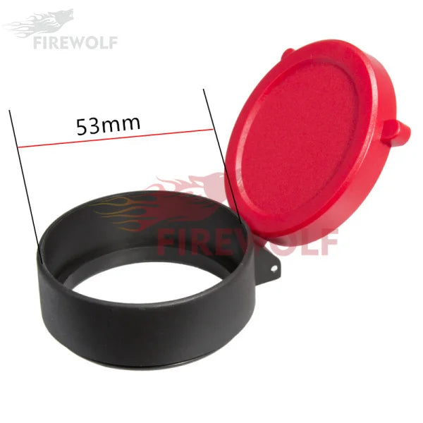 Fire wolf hunting accessories Red Rifle Scope Cover Quick Flip Spring Up Open Lens Cover Cap Protect Objective Cap For hunting