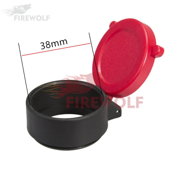 Fire wolf hunting accessories Red Rifle Scope Cover Quick Flip Spring Up Open Lens Cover Cap Protect Objective Cap For hunting