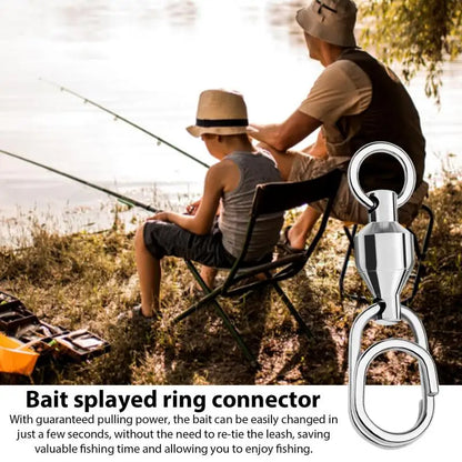 PC Fishing Snap Swivels Solid Ring Fishing Connectors Swivels Trolling Bait