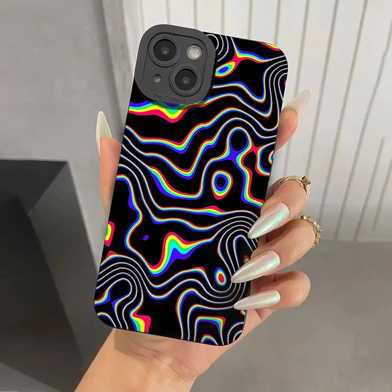 PC Fluorescent Wavy Phone Case  Xiaomi Redmi 12 4G 12C 13C Redmi Note 12 13 11 Pro Plus 5G 12S 11S 10S 10 pro Shockproof Cover