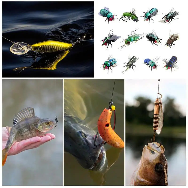 PC Fly Fishing For Trout 12pcs Salmon Fishing Fly Realistic Hand Tied Bass