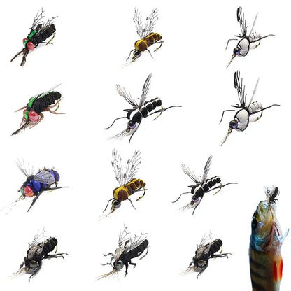 PC Fly Fishing For Trout 12pcs Salmon Fishing Fly Realistic Hand Tied Bass