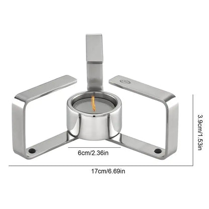 PC Foldable Coffee Heater Stainless Steel Teapot Warmer With Candle Holder