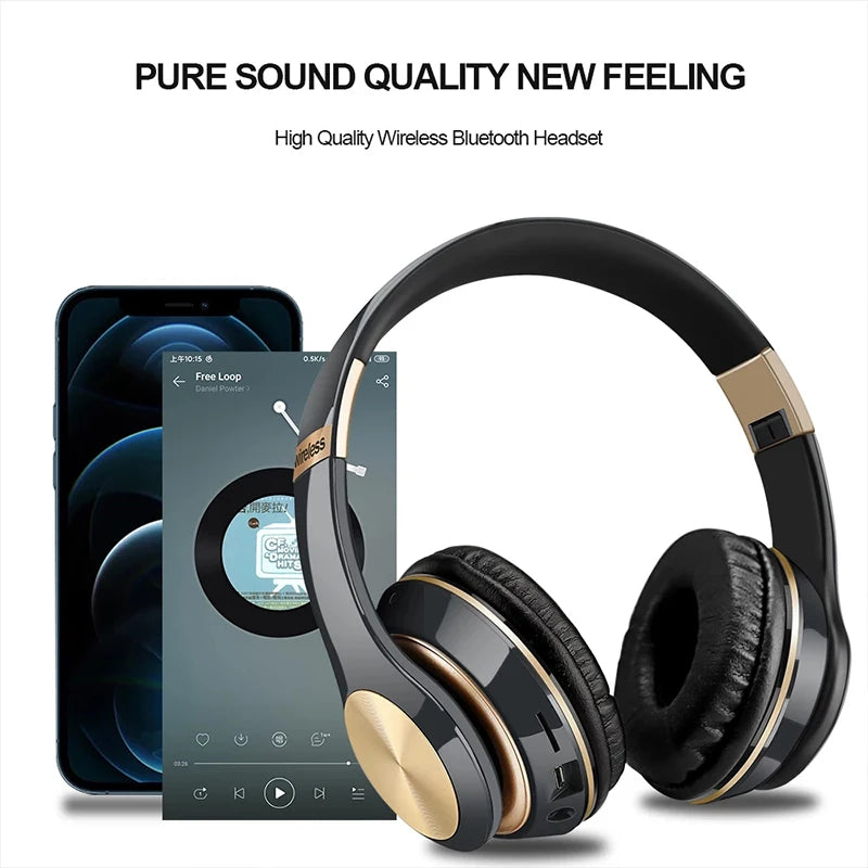 PCFoldable Sport Earphone HiFi Headset Wireless Headphones Bluetooth Music