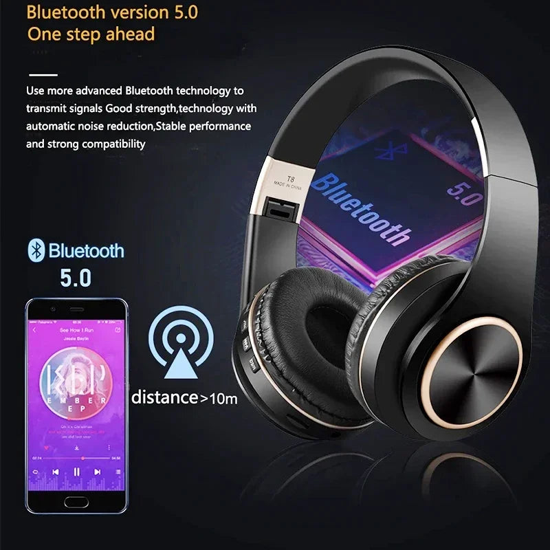 PCFoldable Wireless Headphone Bluetooth Headset Stereo Earphone With Mic Su