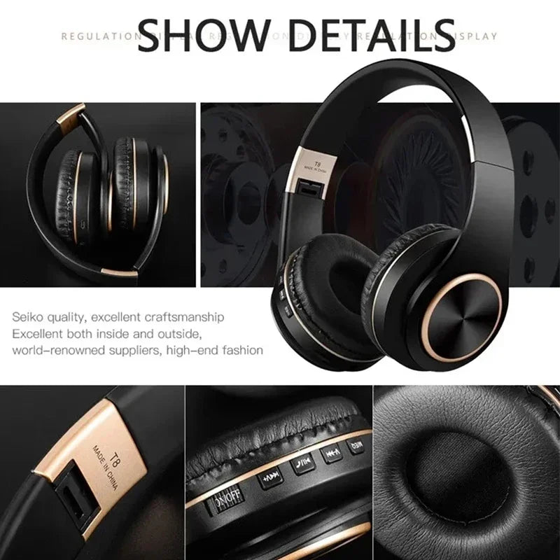 PCFoldable Wireless Headphone Bluetooth Headset Stereo Earphone With Mic Su