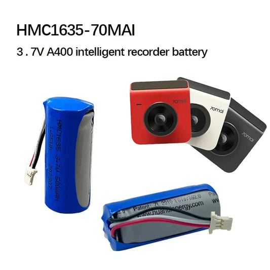 For 70mai Dash Cam A400 fessional accessories 3.7V 500mAh lithium battery HMC1635, car DVR car recorder special lithium battery