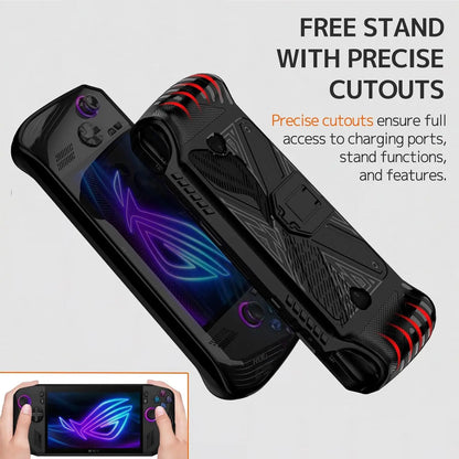 For ASUS ROG Ally X Console Grip Case with Stand Soft TPU Shell,Shockproof Non-Slip Protective Skin Case Cover Guard Kickstand