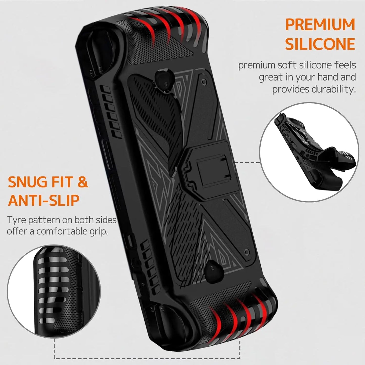 For ASUS ROG Ally X Console Grip Case with Stand Soft TPU Shell,Shockproof Non-Slip Protective Skin Case Cover Guard Kickstand