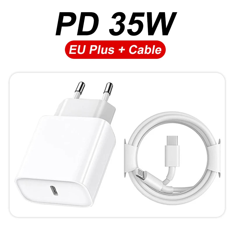 PC For Apple Original 35W Fast Charger For iPhone 14 13 12 11 Pro Max USB-C Quick Charging X XS XR 7 8 Plus Cable Phone Accessories