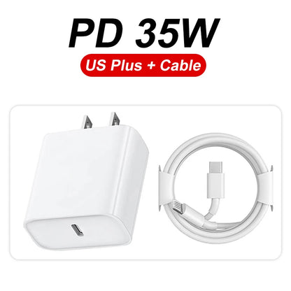 PC For Apple Original 35W Fast Charger For iPhone 14 13 12 11 Pro Max USB-C Quick Charging X XS XR 7 8 Plus Cable Phone Accessories