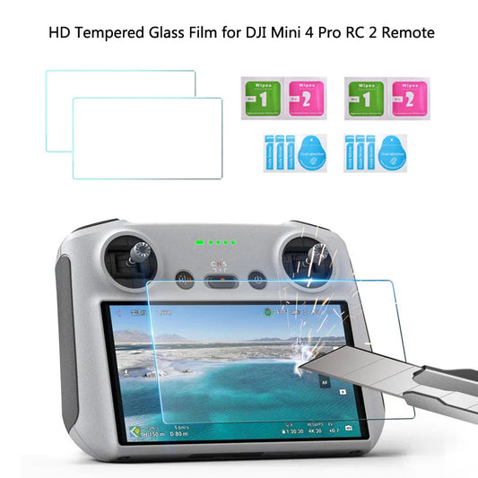 For DJI Mini 4 Pro RC 2 Remote Control Tempered Glass Film HD Anti-scratch Screen Protector Mini 4 Pro RC2 Remote Accessories