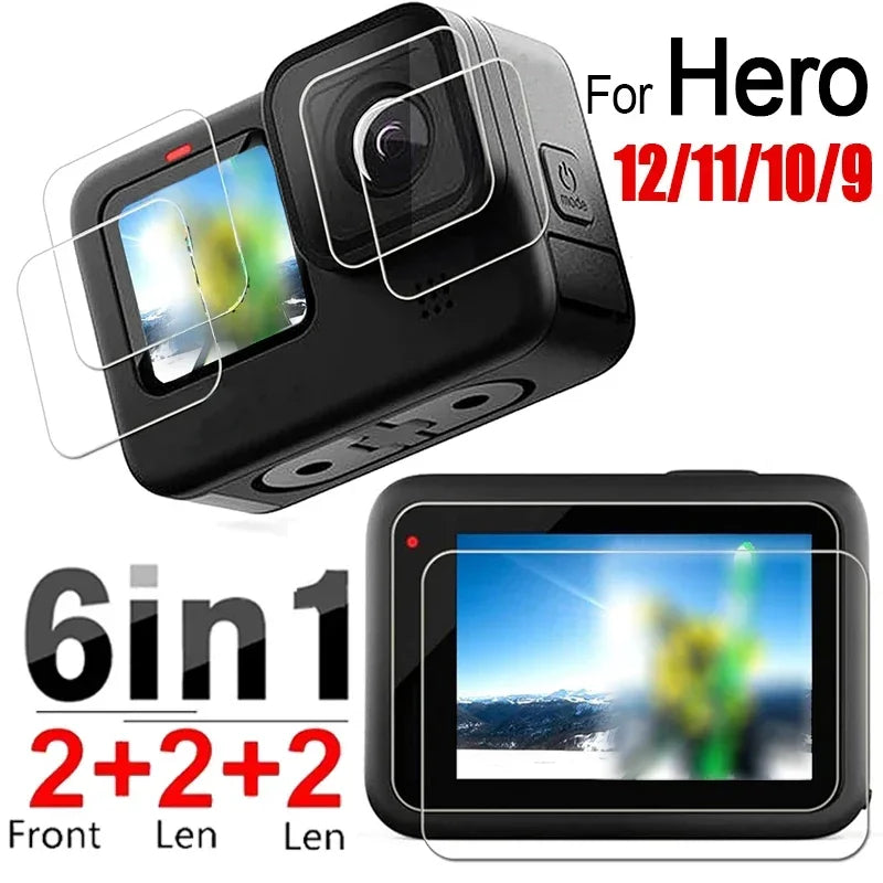 For Go Pro Hero 12/11/10/9 Front Back Screen Protector Camera Full Cover HD Clear Temepered Glass Anti Scratch Protective Films