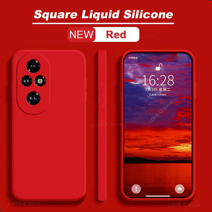 PC For Honor 200 Pro Case Liquid Silicone Camera Lens Protector Phone Case For Honor 200 Pro Honor200 Pro 200Pro 5G Soft Back Cover