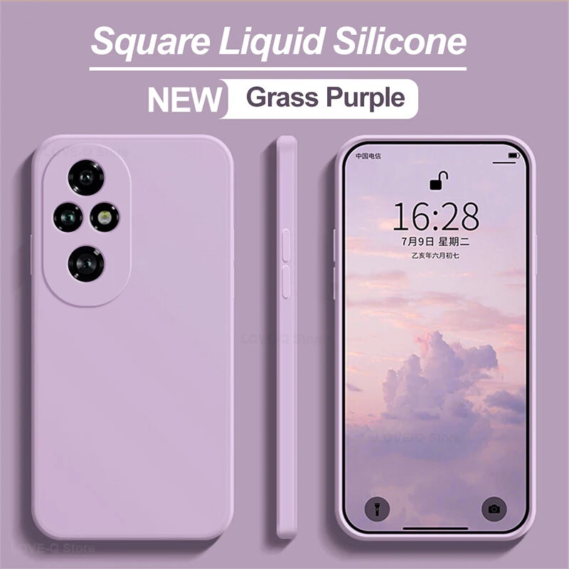 PC For Honor 200 Pro Case Liquid Silicone Camera Lens Protector Phone Case For Honor 200 Pro Honor200 Pro 200Pro 5G Soft Back Cover