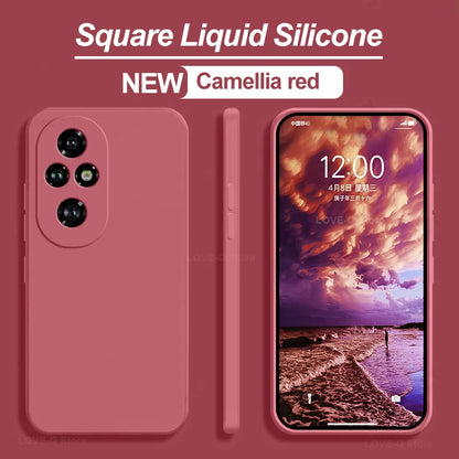 PC For Honor 200 Pro Case Liquid Silicone Camera Lens Protector Phone Case For Honor 200 Pro Honor200 Pro 200Pro 5G Soft Back Cover