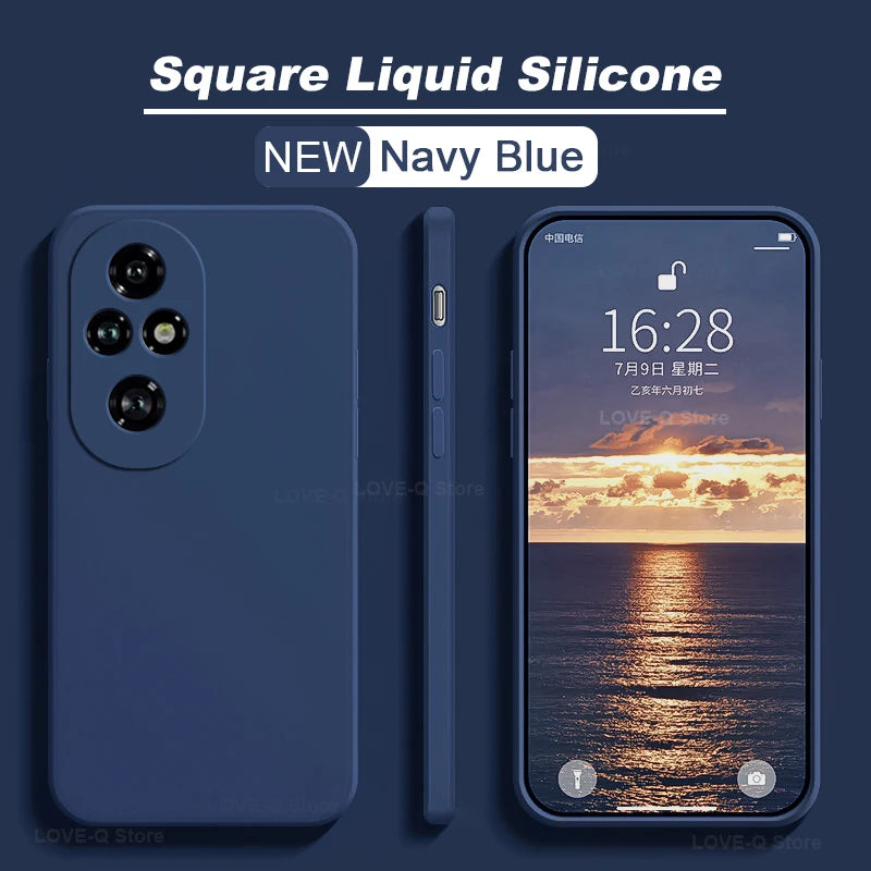 PC For Honor 200 Pro Case Liquid Silicone Camera Lens Protector Phone Case For Honor 200 Pro Honor200 Pro 200Pro 5G Soft Back Cover