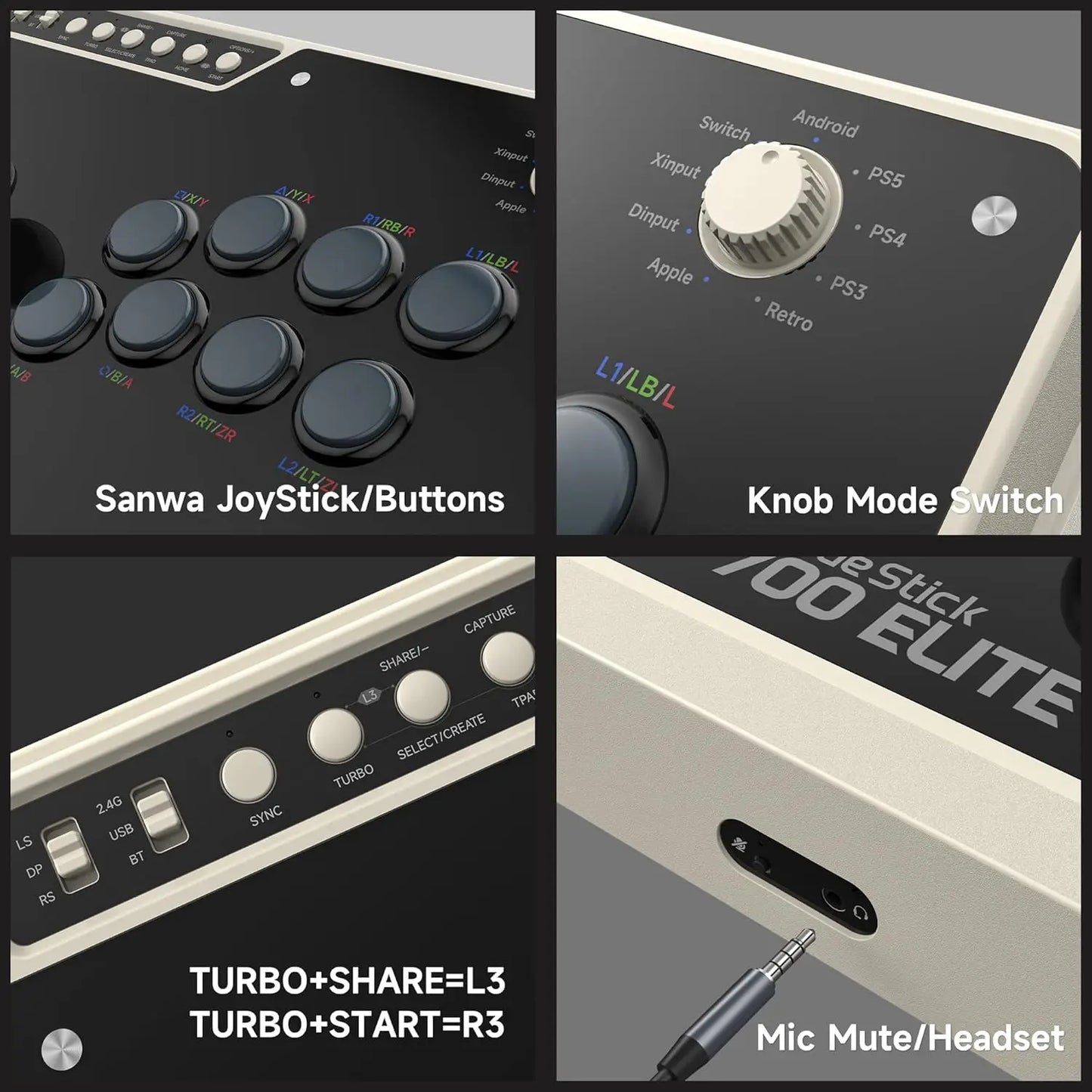 For MAYFLASH Arcade Stick F700 Elite with Sanwa buttons and joystick  PS5/PS4/Switch/Windows/Android and more