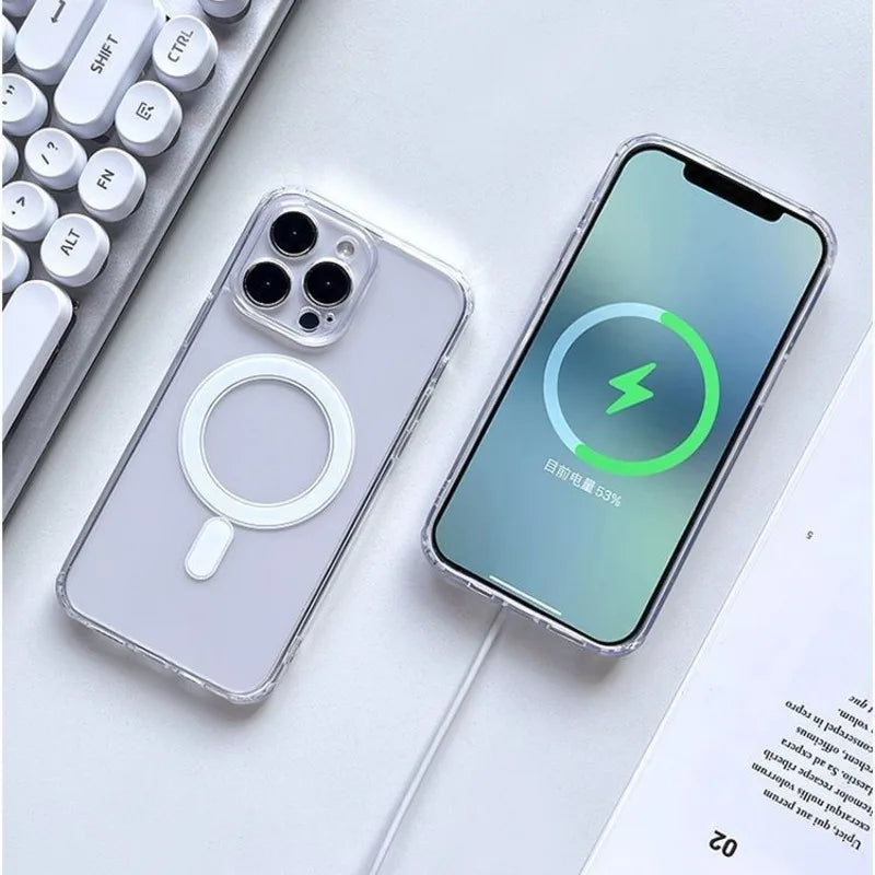 PC For Magsafe Magnetic Case For Iphone 13 Pro Max Case IPhone 12 Mini Phone Cover Straight Edge 11 Wireless Charging X