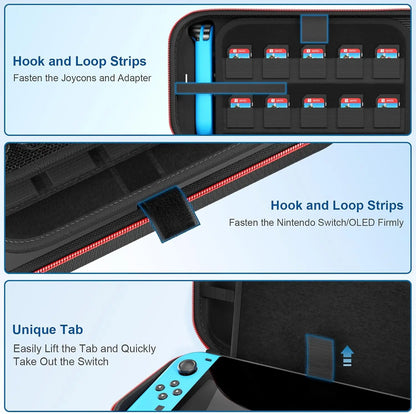 For Nintendo Switch & NS OLED Console Carrying Case Portable Hard Shell Pouch Carrying Travel Bag Fit for Joy-Con US Adapter