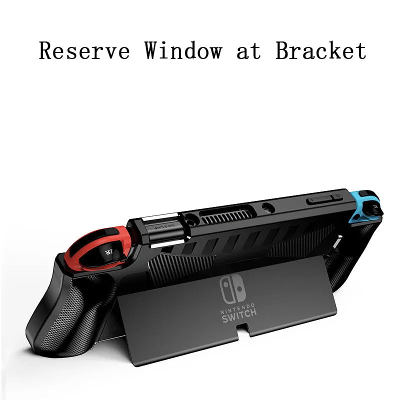 For Nintendo Switch OLED 2021 Dockable Protective Case Soft Silicone Shell Carbon Fiber Textued Ergonomic Grip Cover for Joycon