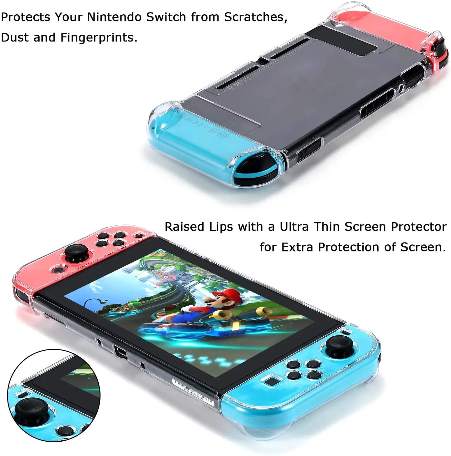 For Nintendo Switch Transparent Crystal Shell Ultra Thin Shockproof Console Protective Coque Detachable Hard PC Protection Cover