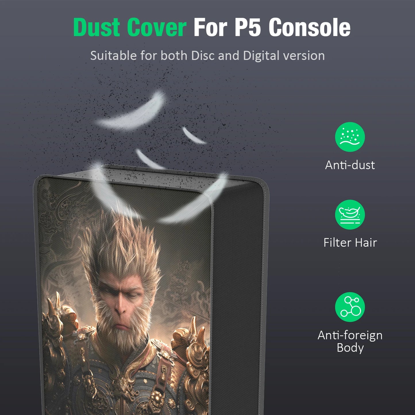 For Playstation 5 PS5 Slim Console Vertical Dust Cover Oxford Dust Proof Protector Waterproof Bag Guard Sleeve DIY Custom Wukong